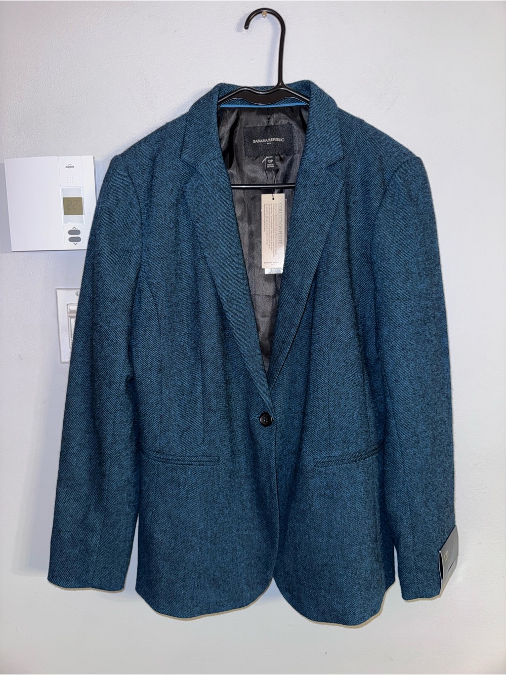 Banana Republic Teal Herringbone Single-Button Blazer